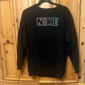 Nike Kids Black Crewneck Sweater with Multicolor Logo